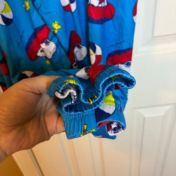 Snoopy Peanuts Woodstock Beach Blue Red Drawstring Pajama Pants US XL Unisex - Picture 5 of 7